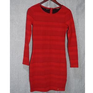 Superdry Red Textured Knit Bodycon Sweater Dress Size XS